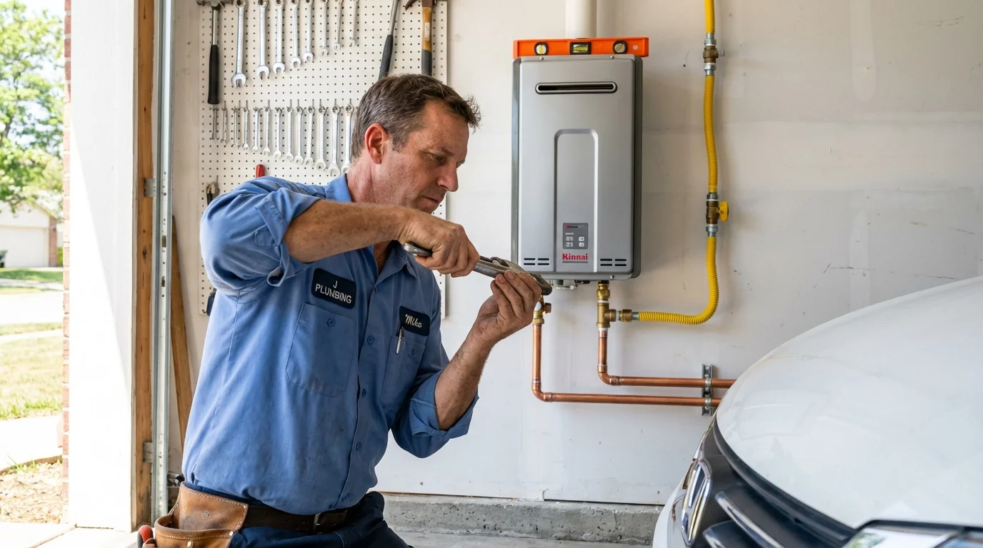 Tankless water heater installation by a Johns Plumbing LLC plumber in Heath